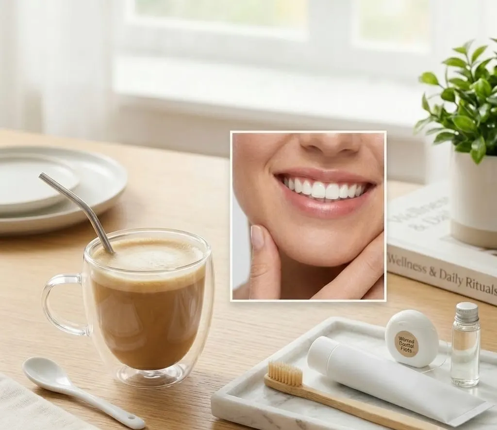 coffee cup and dental hygiene